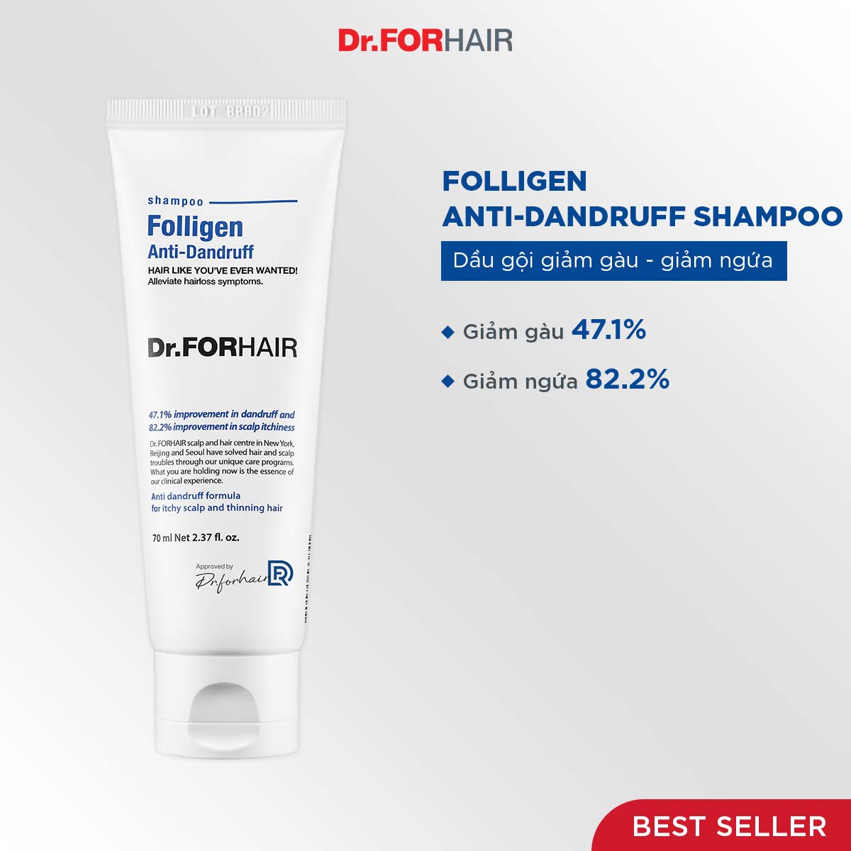 Dầu Gội Giảm Gàu, Giảm Ngứa Dr.FORHAIR FOLLIGEN ANTI-DANDRUFF 70ml