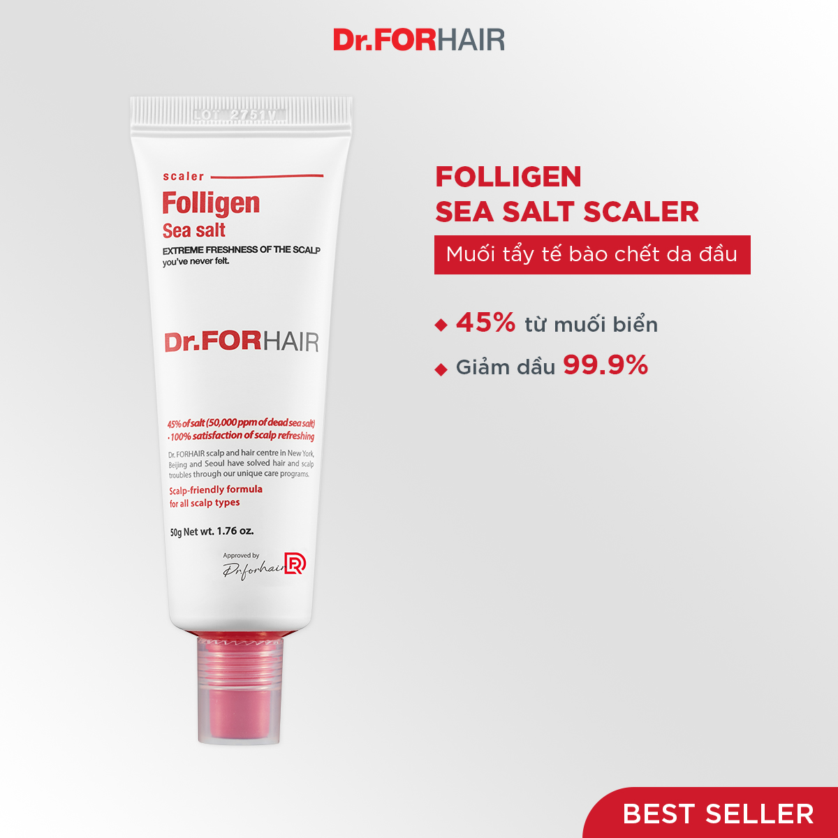 Muối tẩy tế bào chết da đầu Dr.FORHAIR FOLLIGEN SEA SALT SCALER 50g